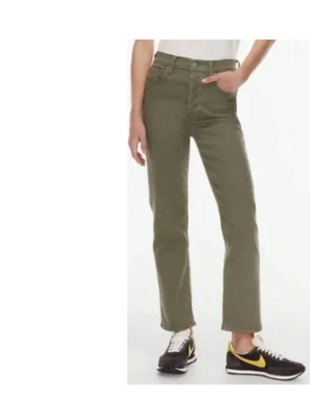 Denim Forum Aritzia Arlo Hi-Rise Straight Green Jean Size 30